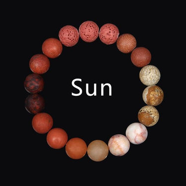 Natural Stone Solar System 'OUR PLANETS' Bracelet- 9 Different Planets + Sun & Moon